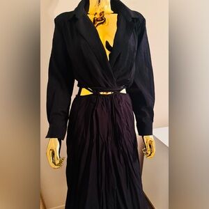 YFB Cut Out Side & Back Black Long Sleeve Maxi Dress, NWT, Size M